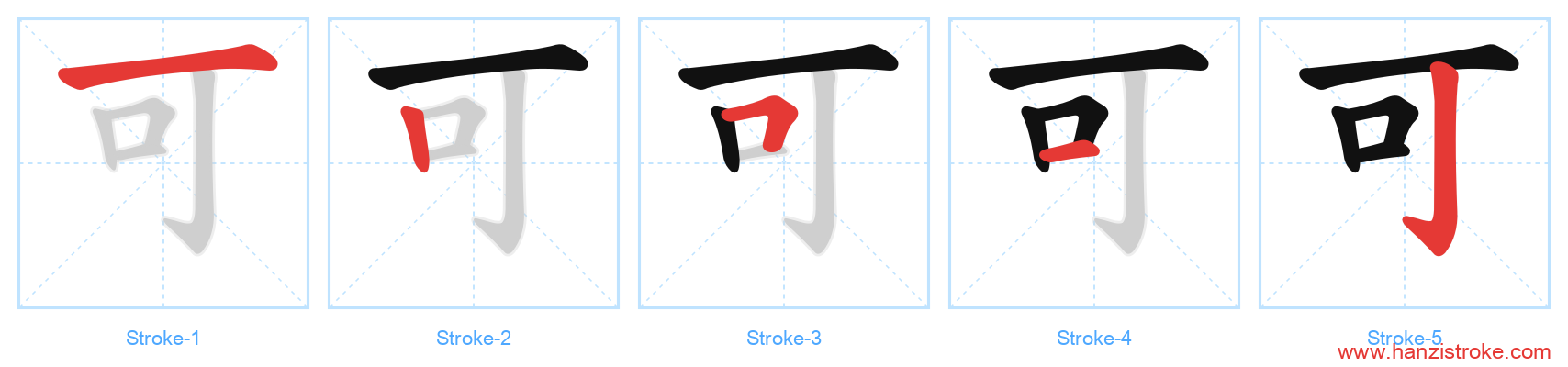 可 stroke order diagram