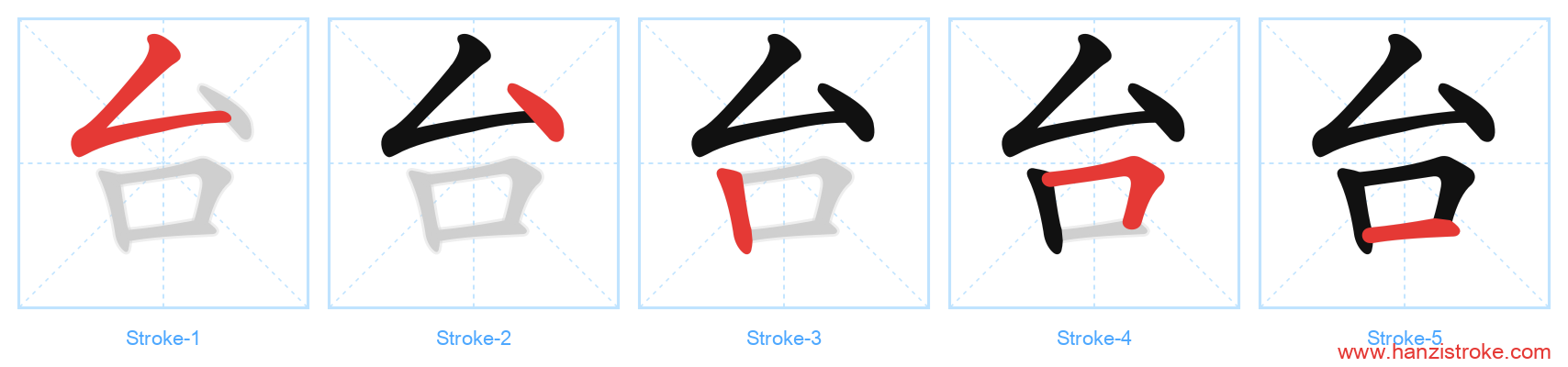 台 stroke order diagram