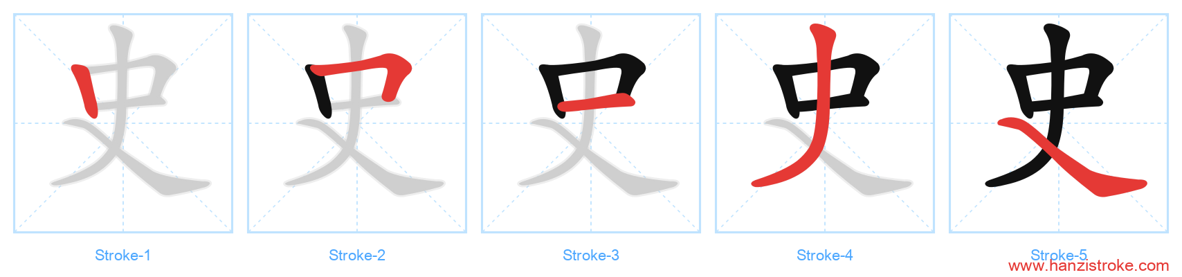 史 stroke order diagram