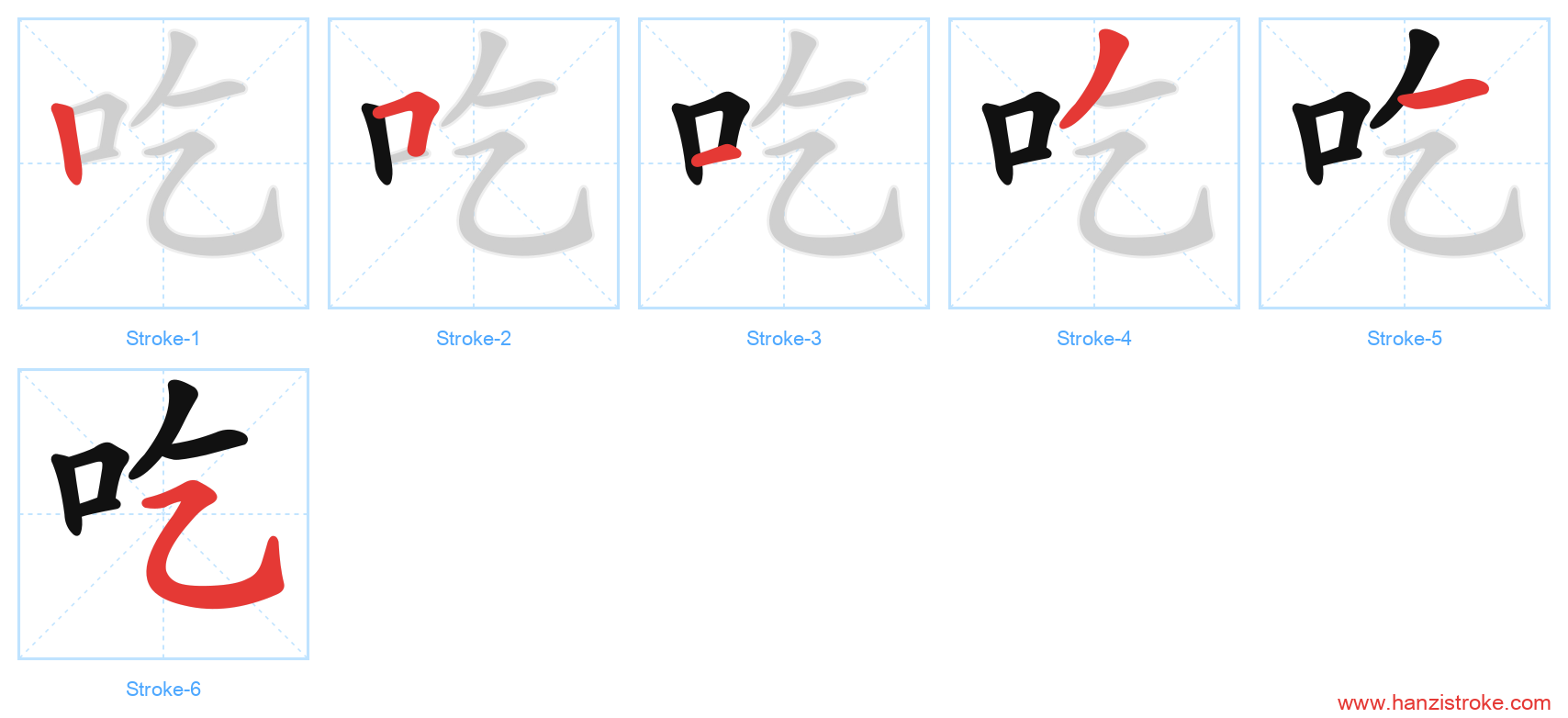 吃 stroke order diagram