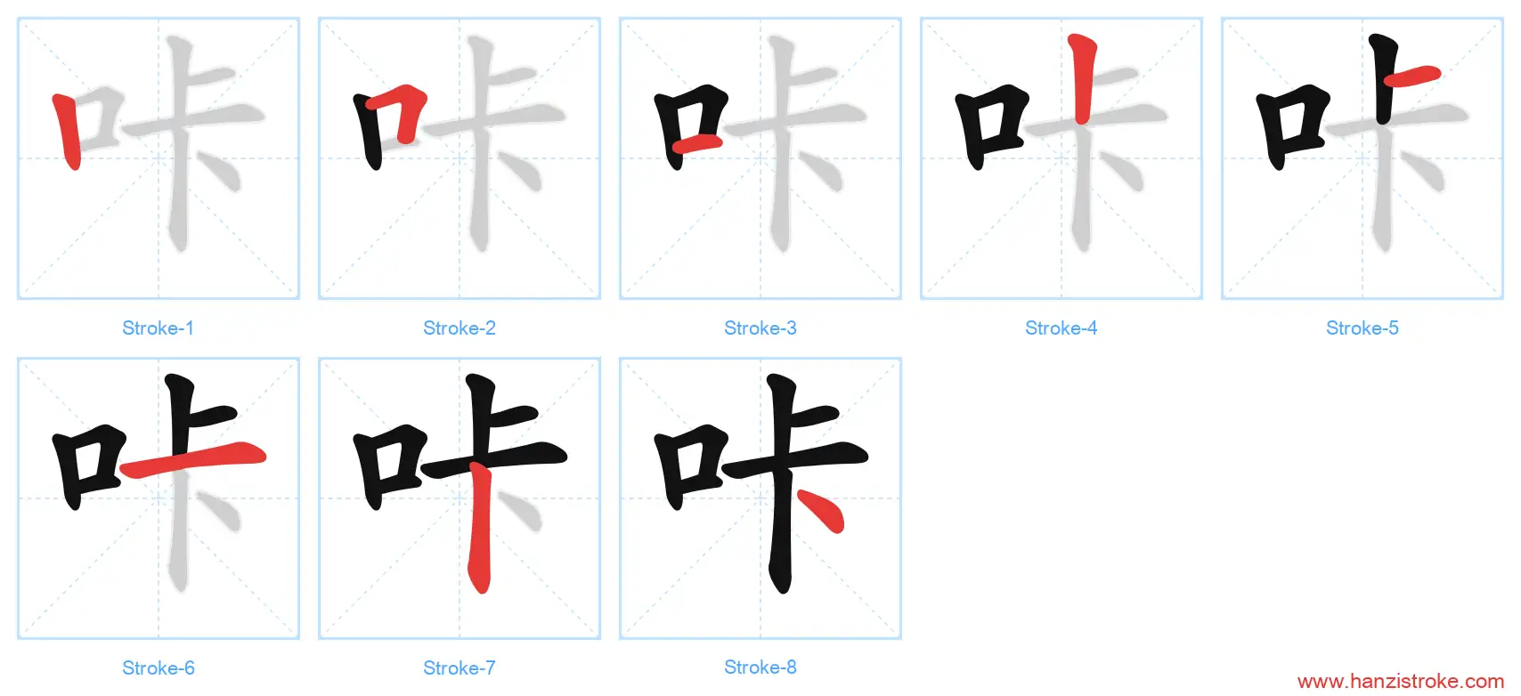 咔 stroke order diagram