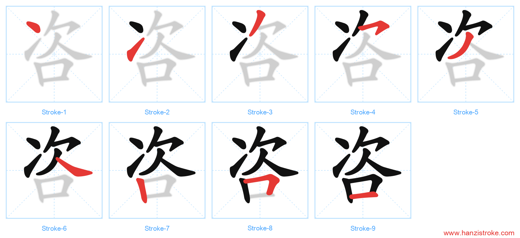 咨 stroke order diagram