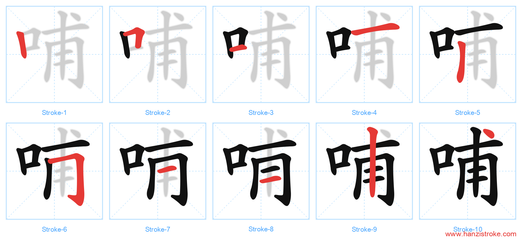 哺 stroke order diagram