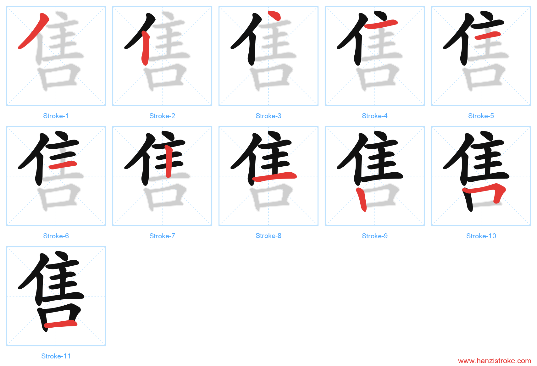 售 stroke order diagram