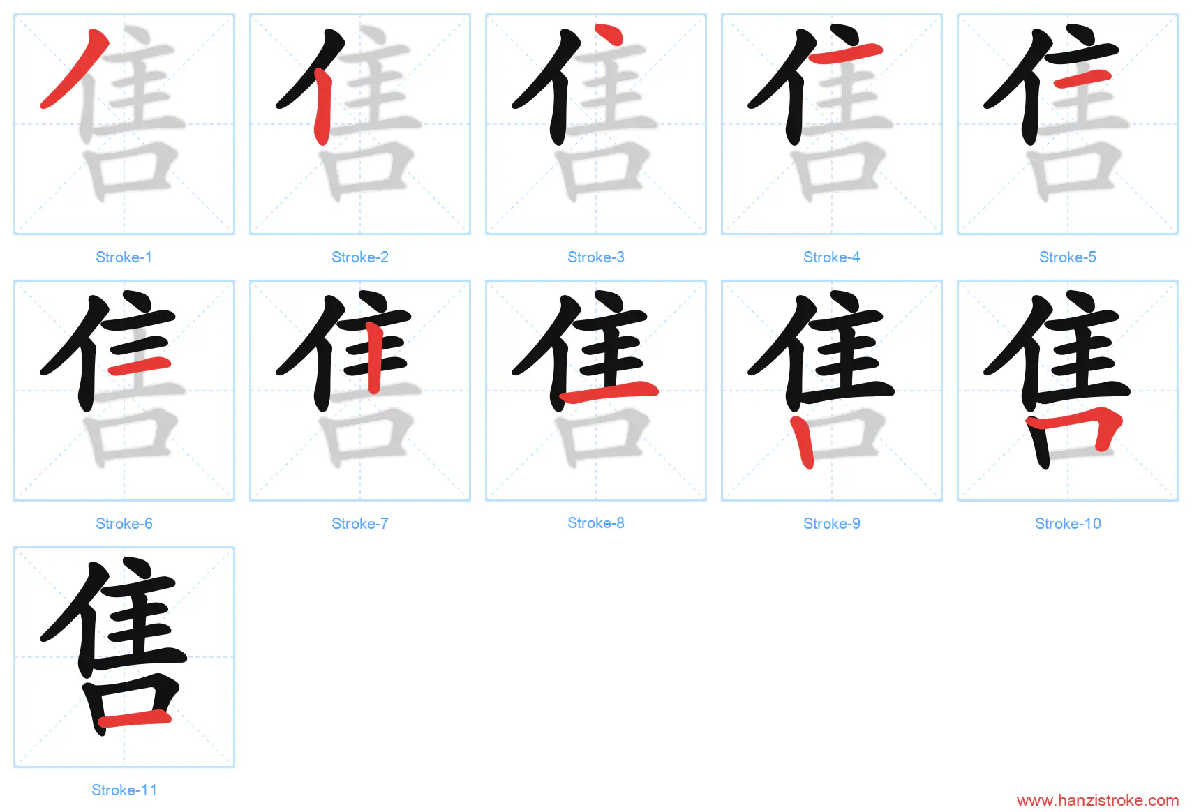 售 stroke order diagram