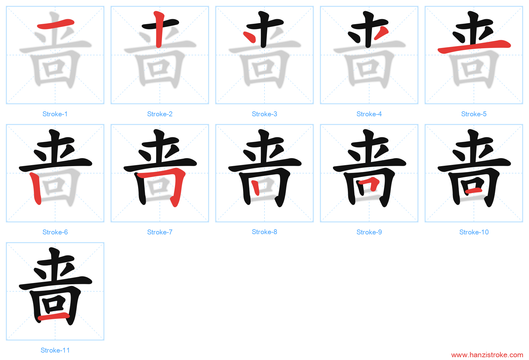 啬 stroke order diagram