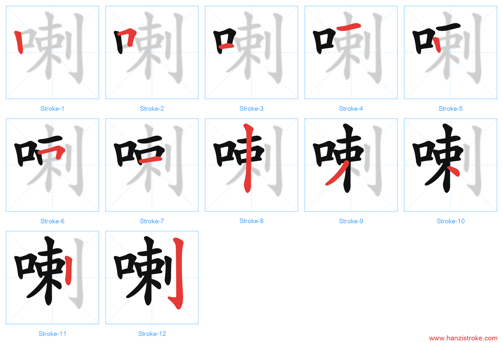 喇 stroke order diagram