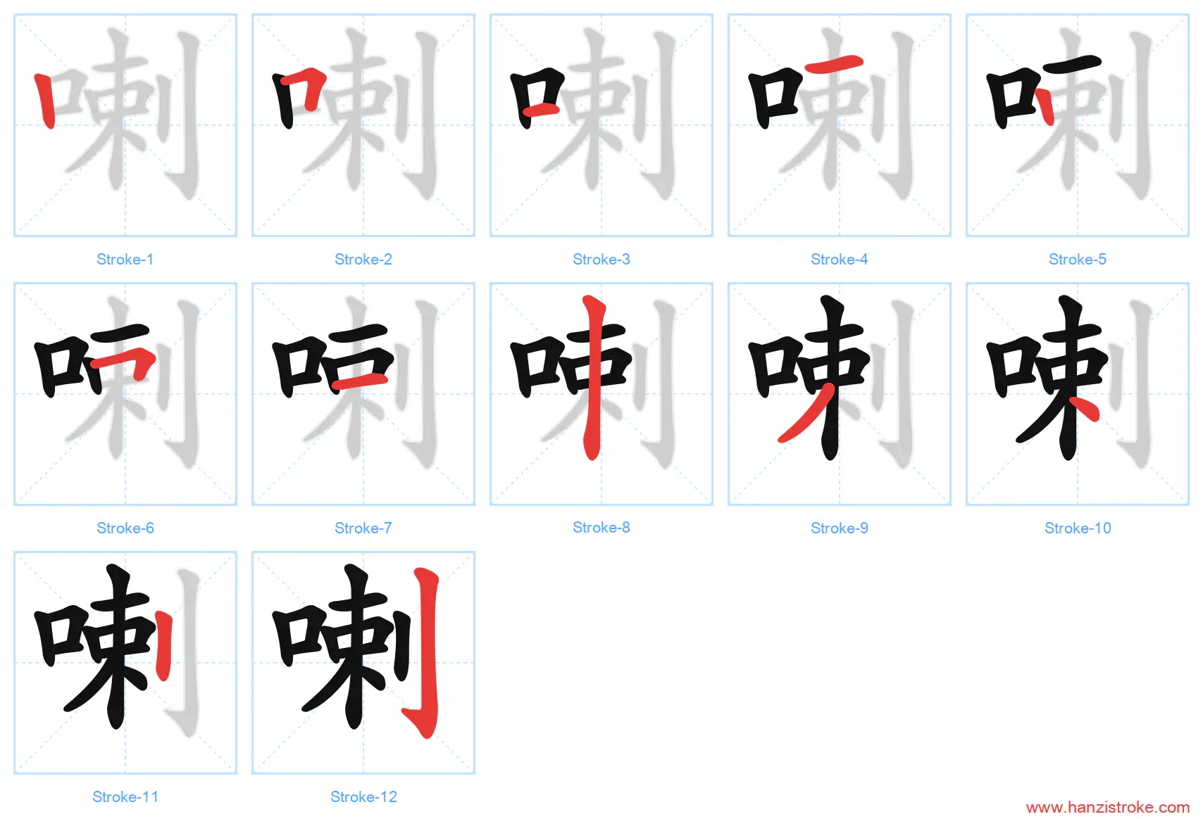 喇 stroke order diagram