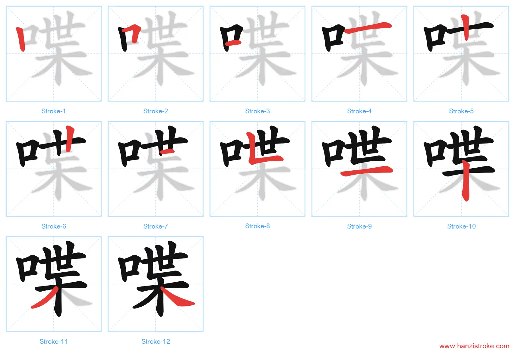 喋 stroke order diagram