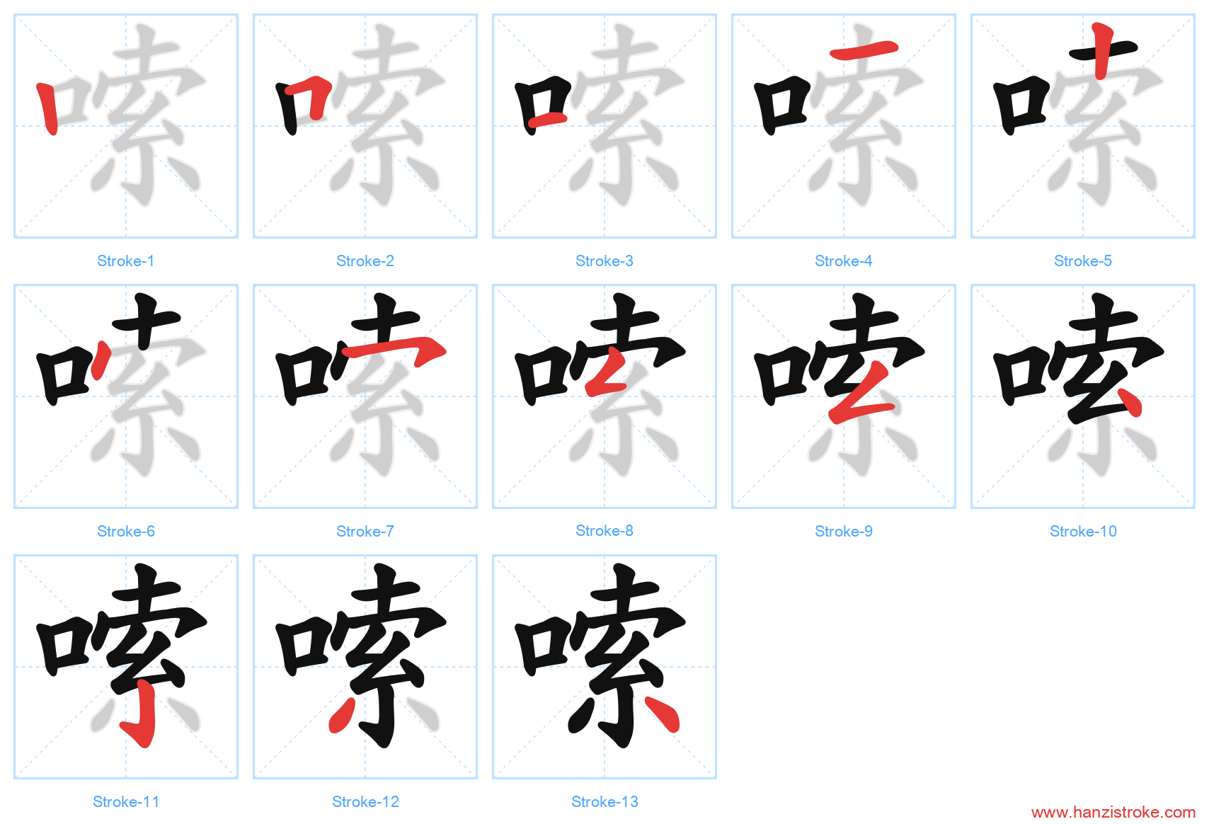 嗦 stroke order diagram