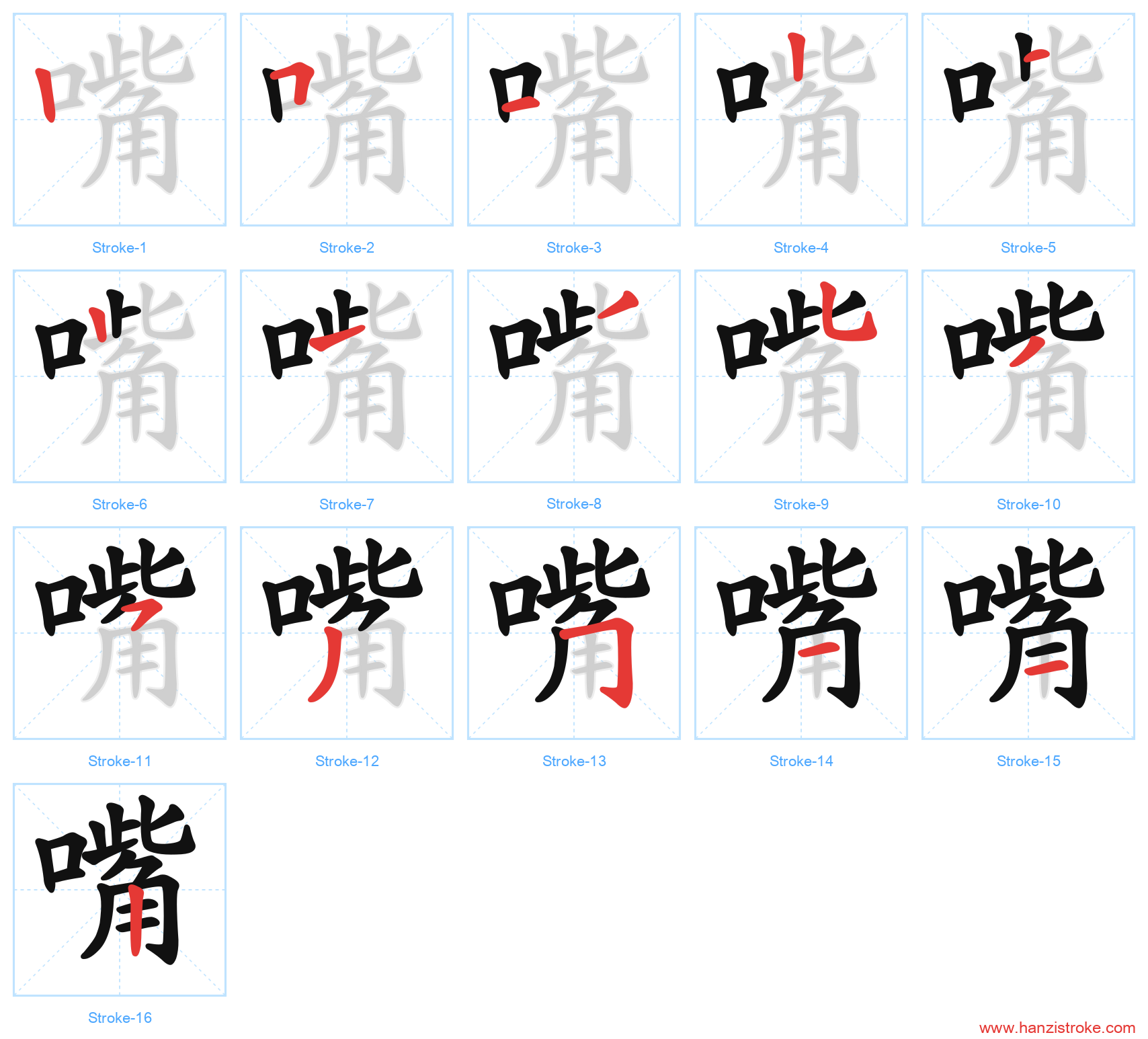 嘴 stroke order diagram
