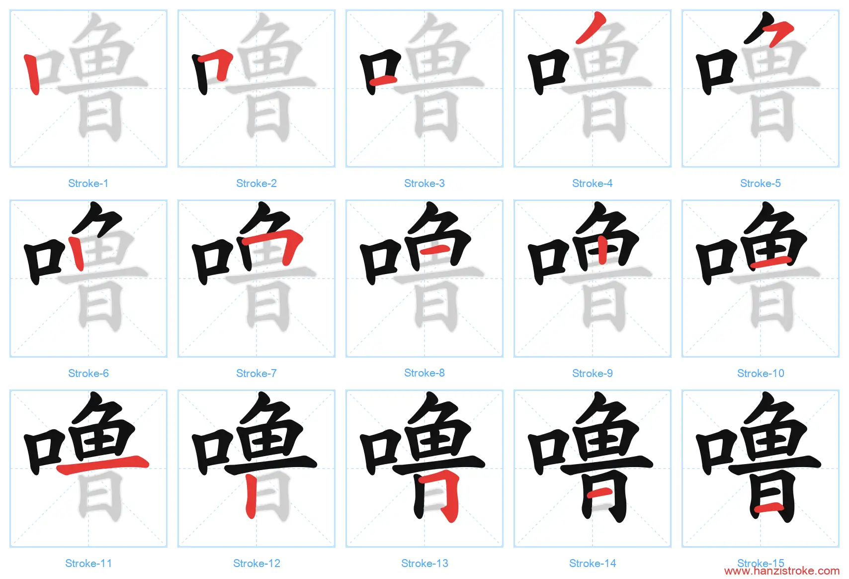 噜 stroke order diagram