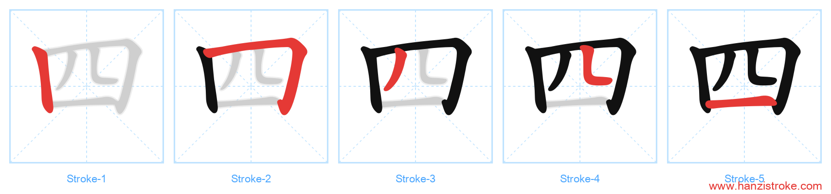 四 stroke order diagram