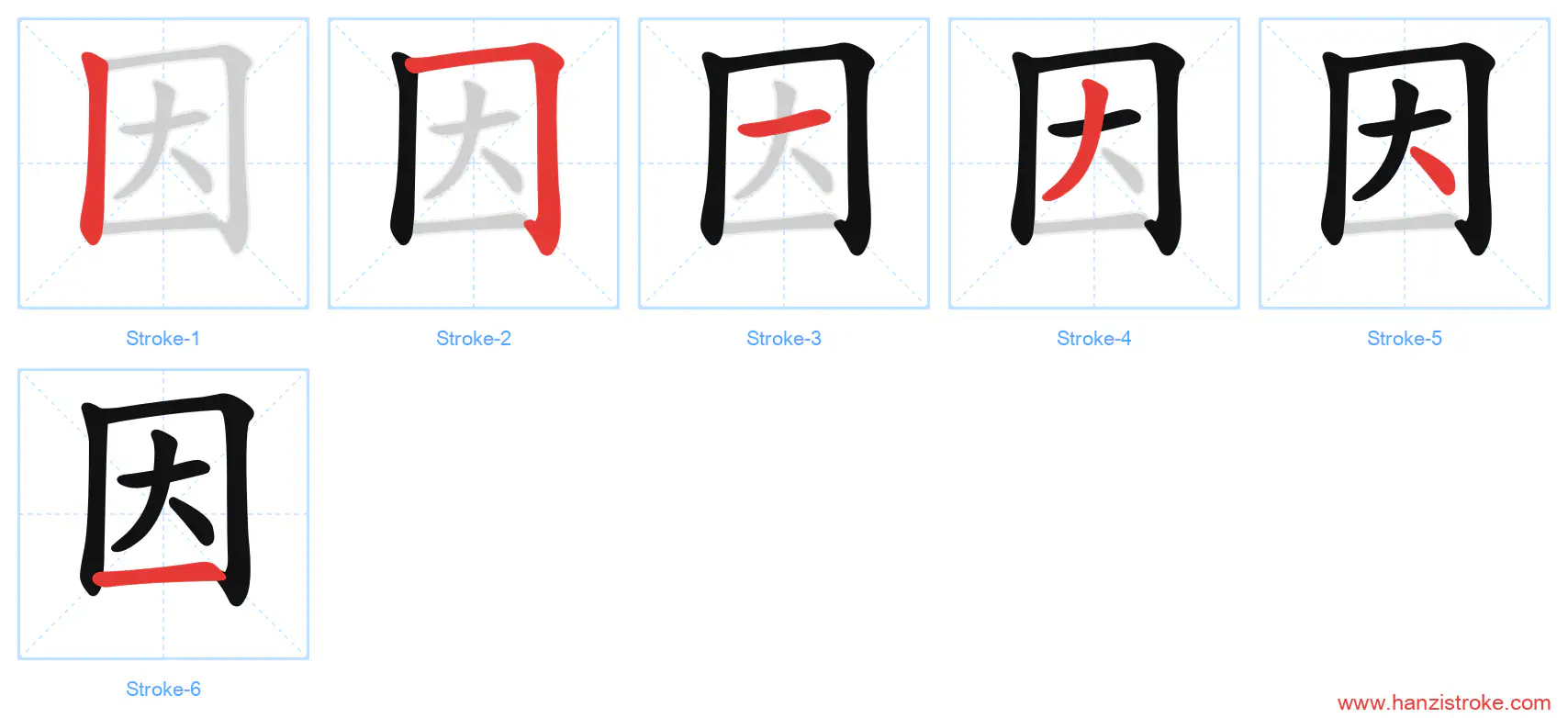 因 stroke order diagram