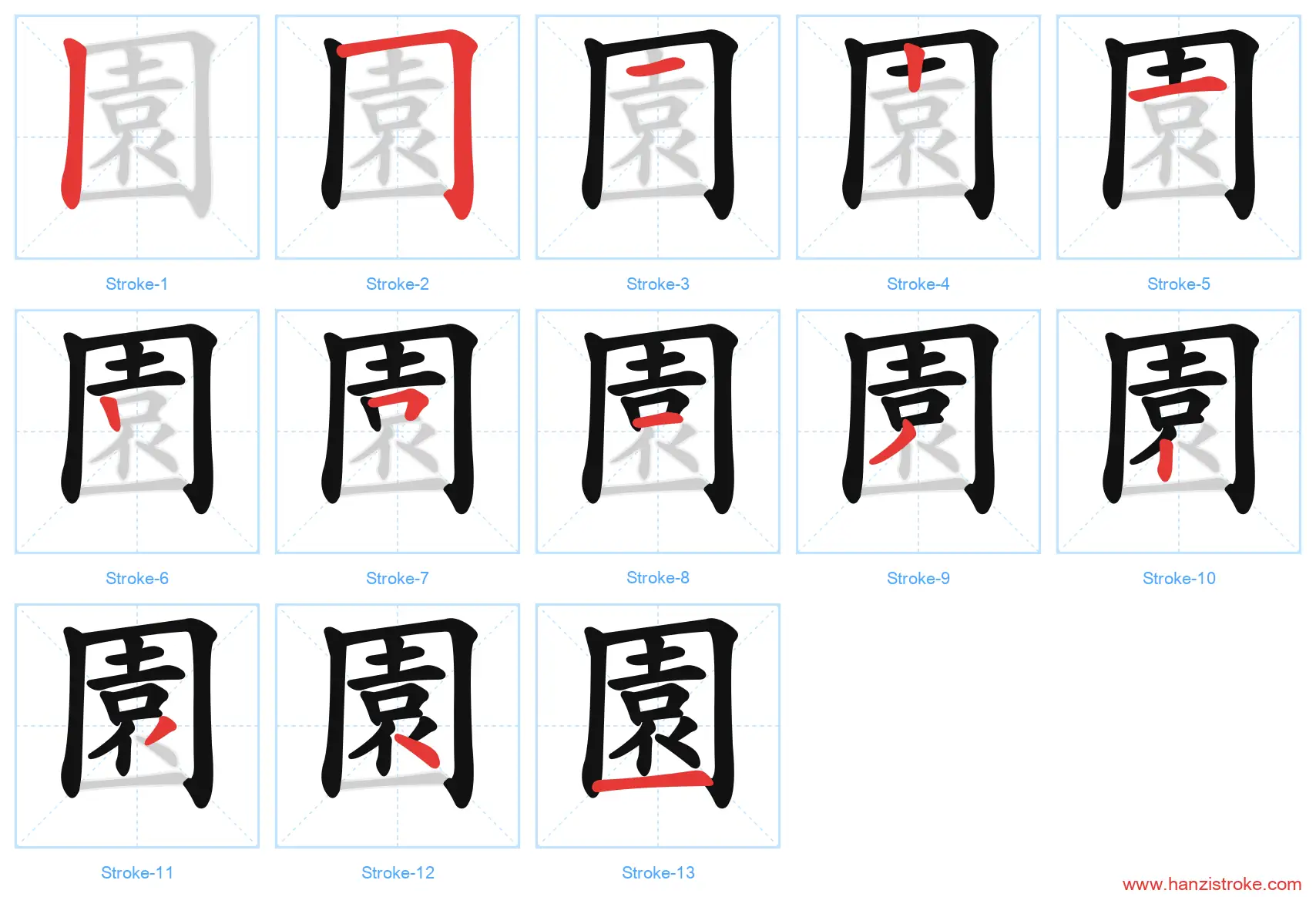 園 traditional stroke order diagram