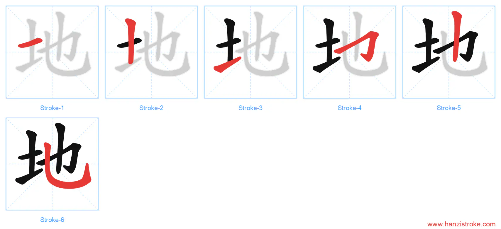 地 stroke order diagram