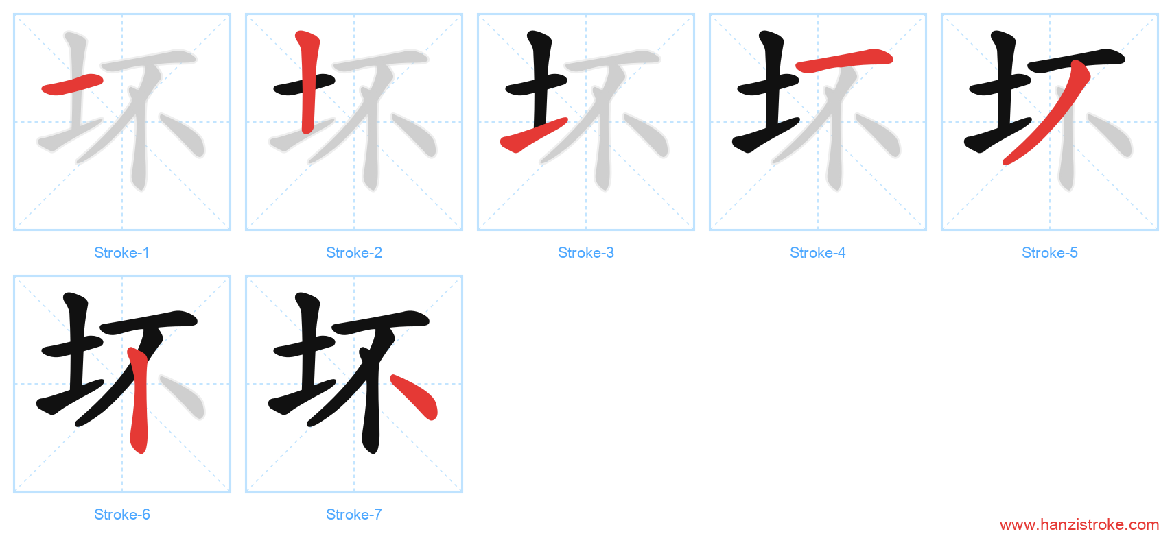 坏 stroke order diagram