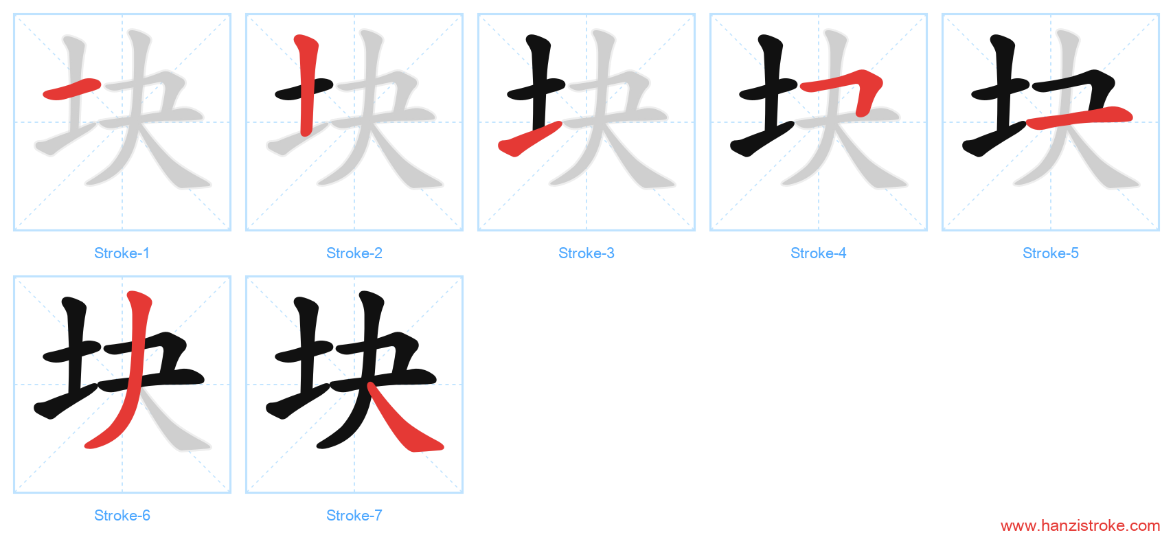 块 stroke order diagram
