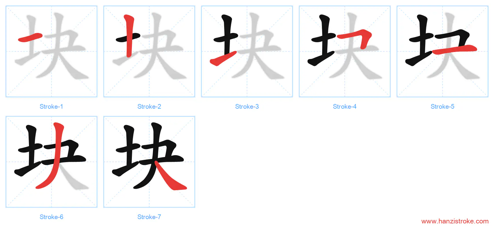 块 stroke order diagram