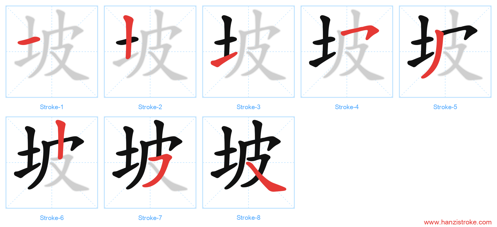 坡 stroke order diagram