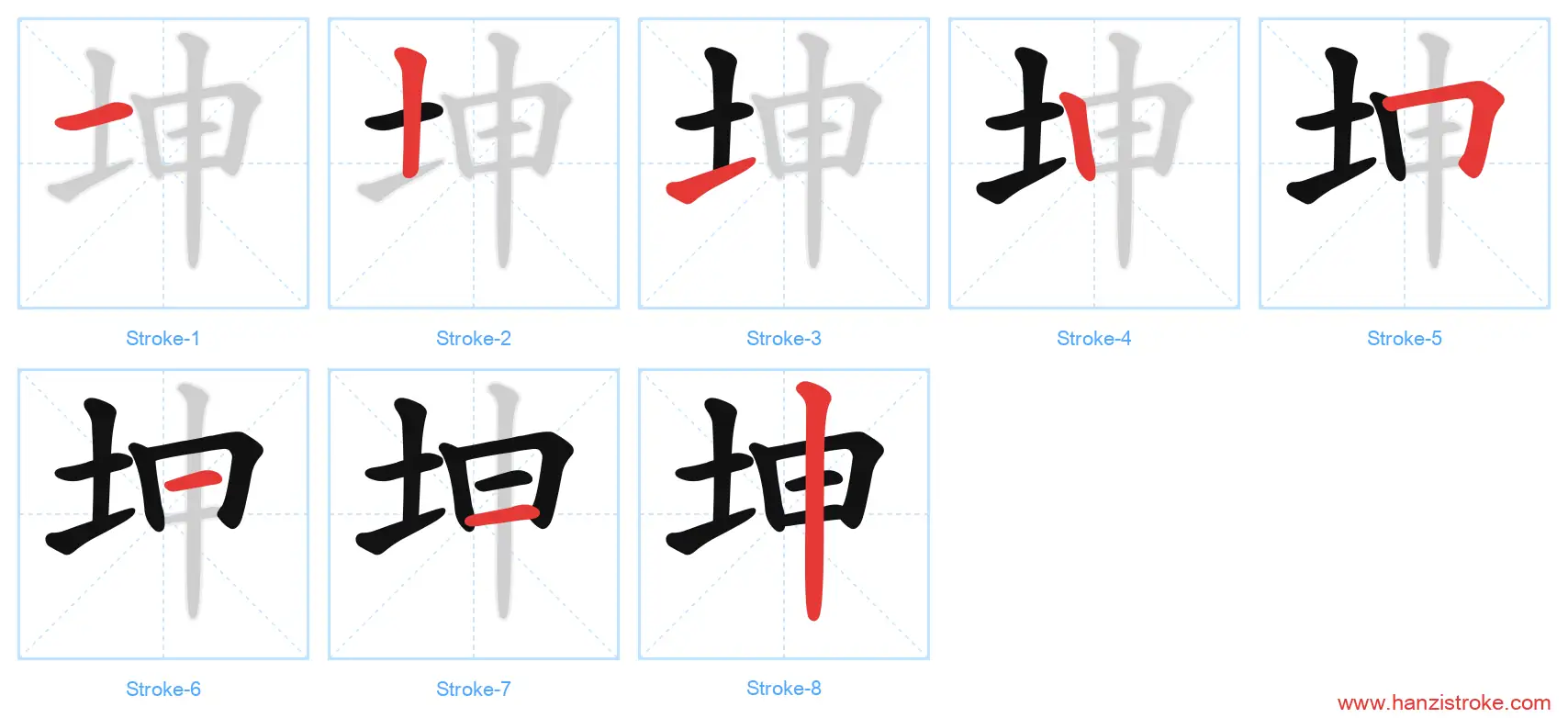 坤 stroke order diagram