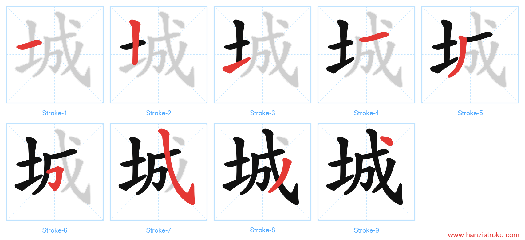 城 stroke order diagram