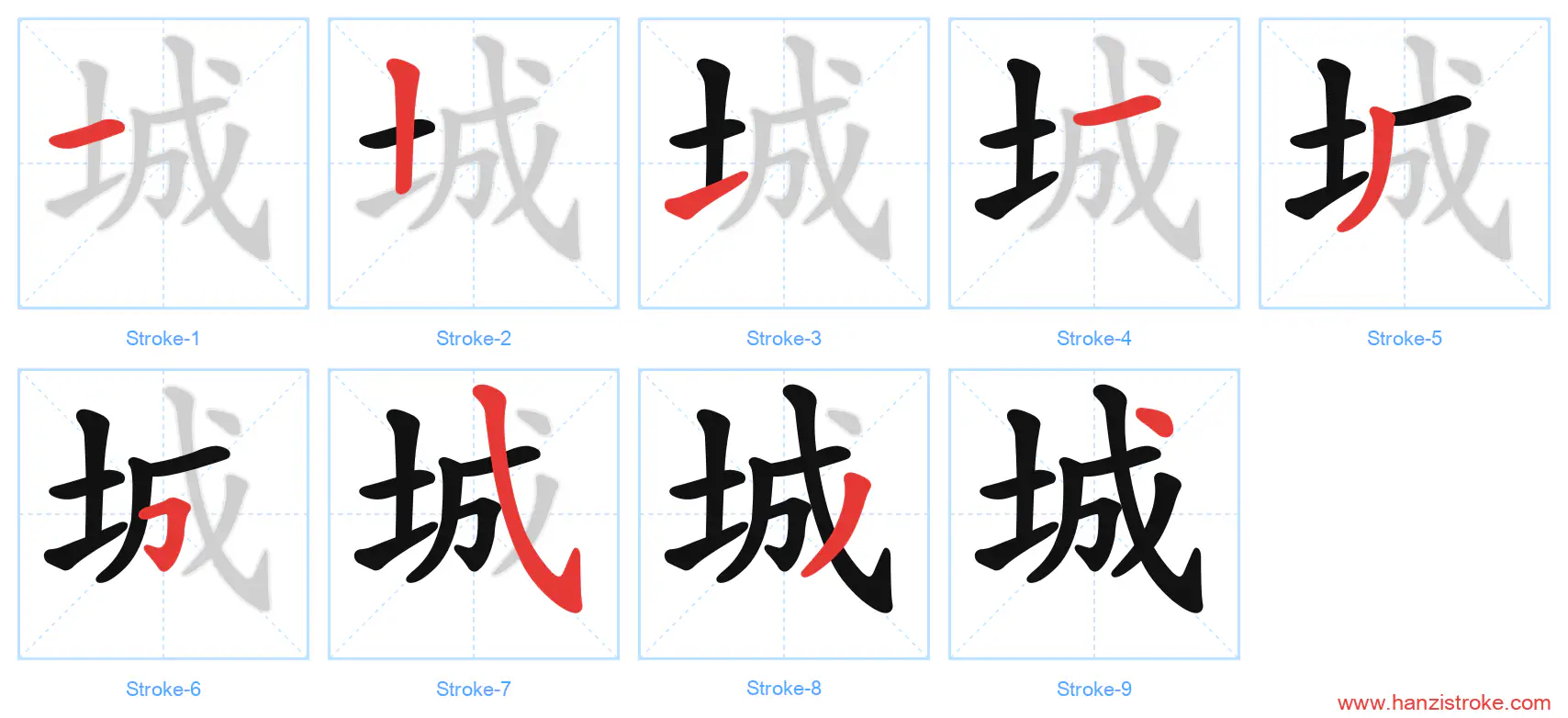 城 stroke order diagram