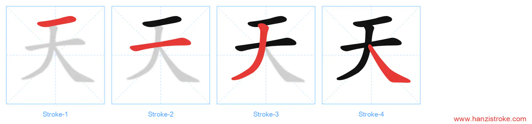 天 stroke order diagram