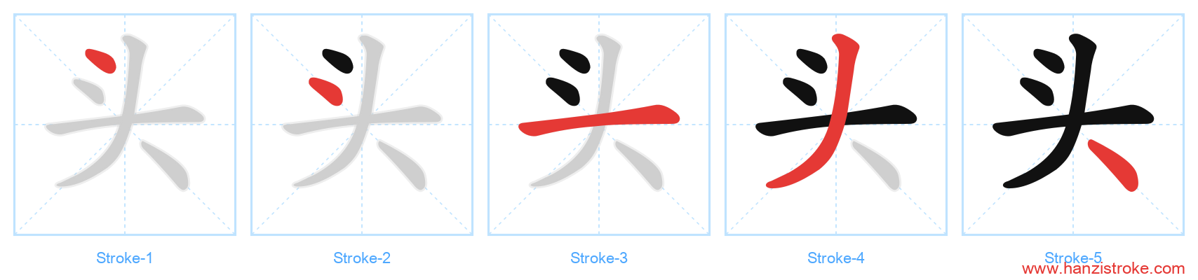 头 stroke order diagram