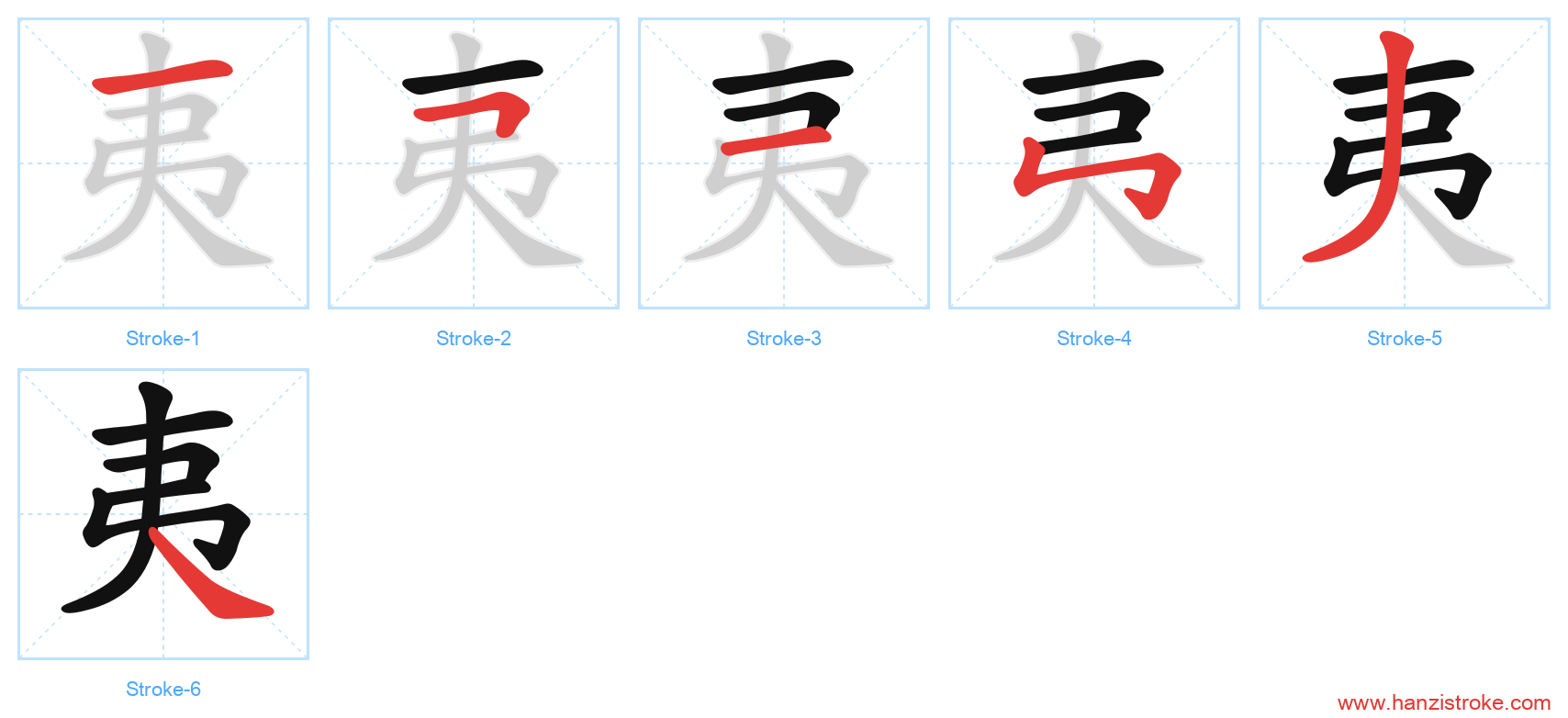 夷 stroke order diagram