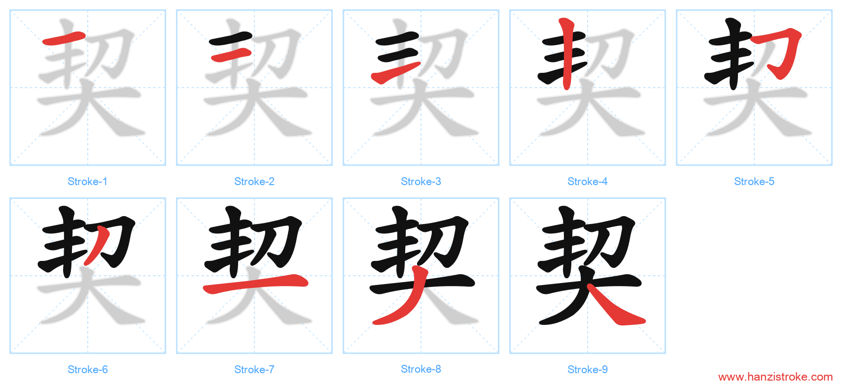 契 stroke order diagram