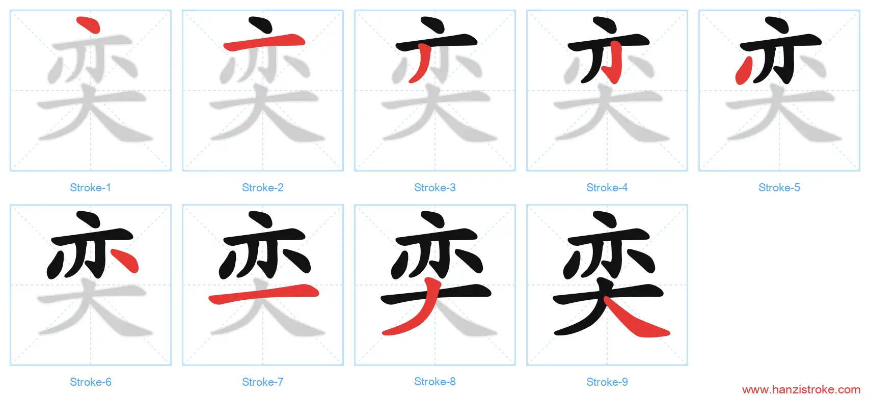 奕 stroke order diagram