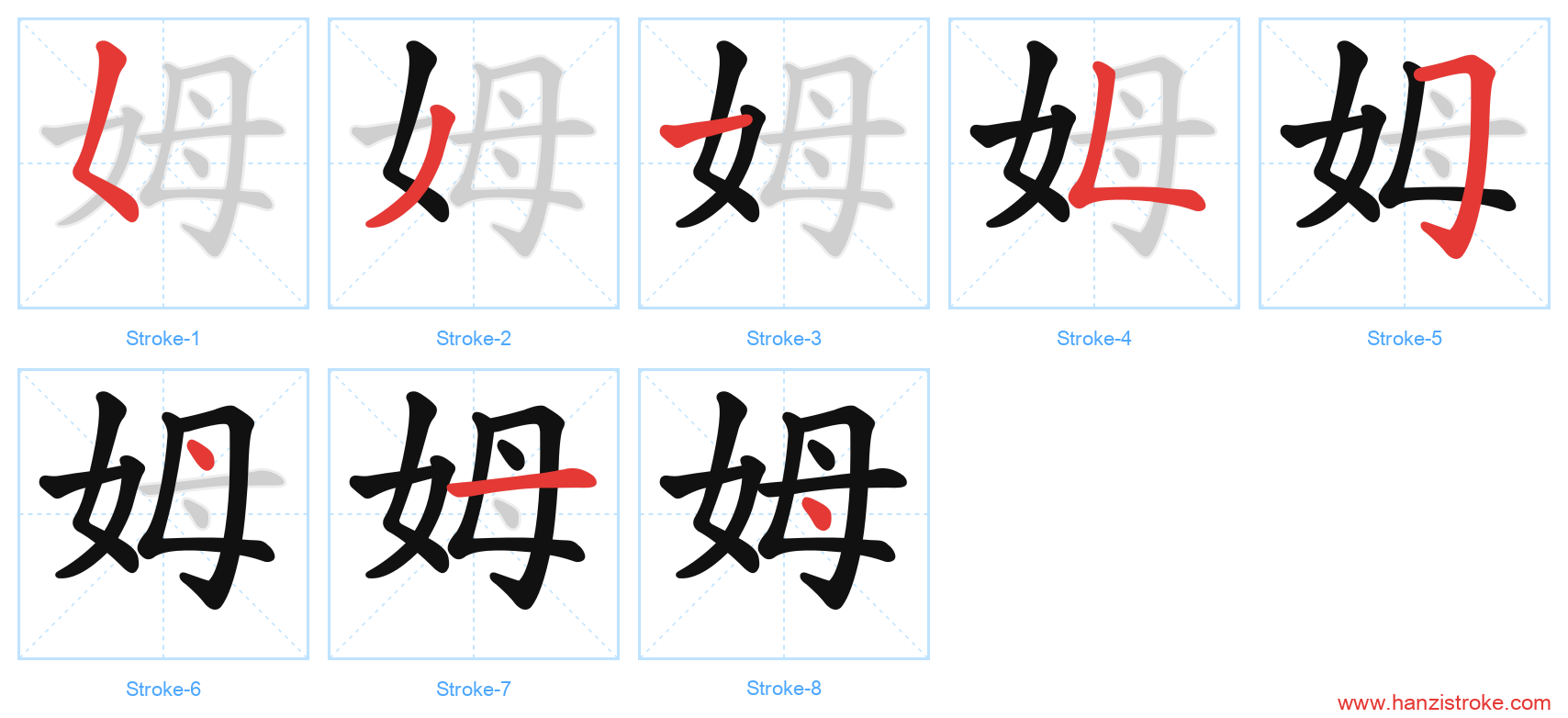 姆 stroke order diagram