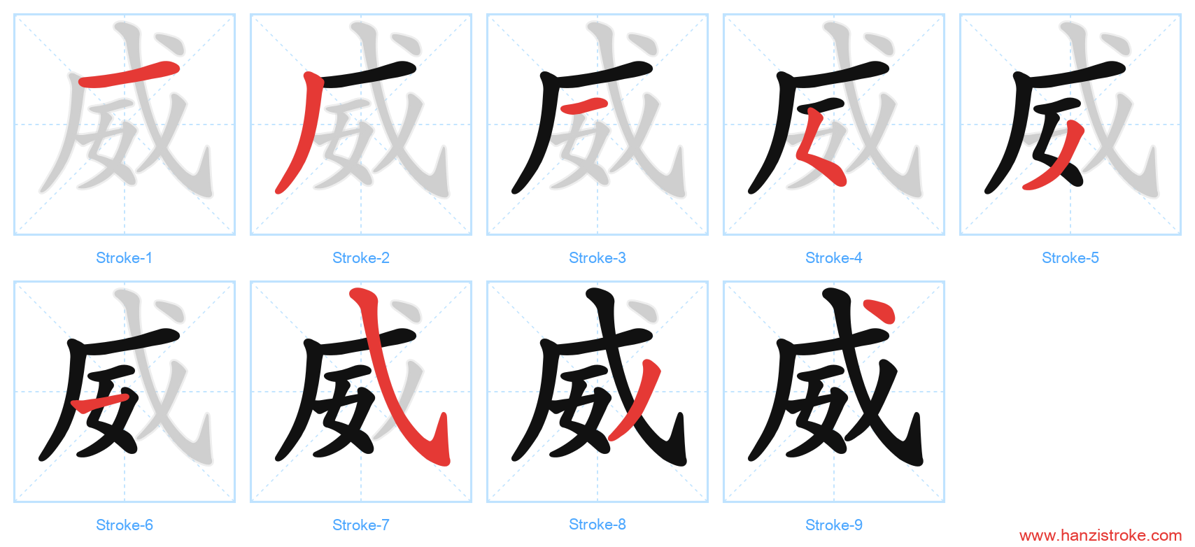 威 stroke order diagram