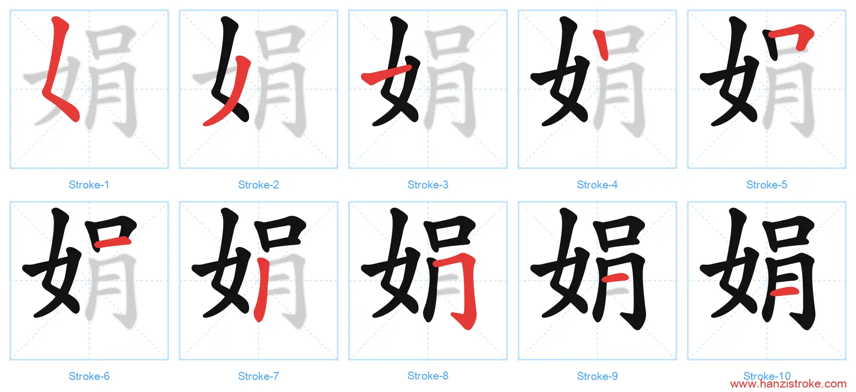 娟 stroke order diagram