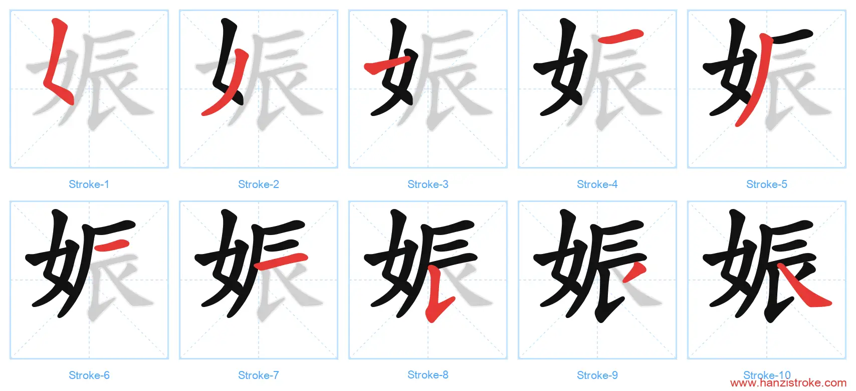 娠 stroke order diagram