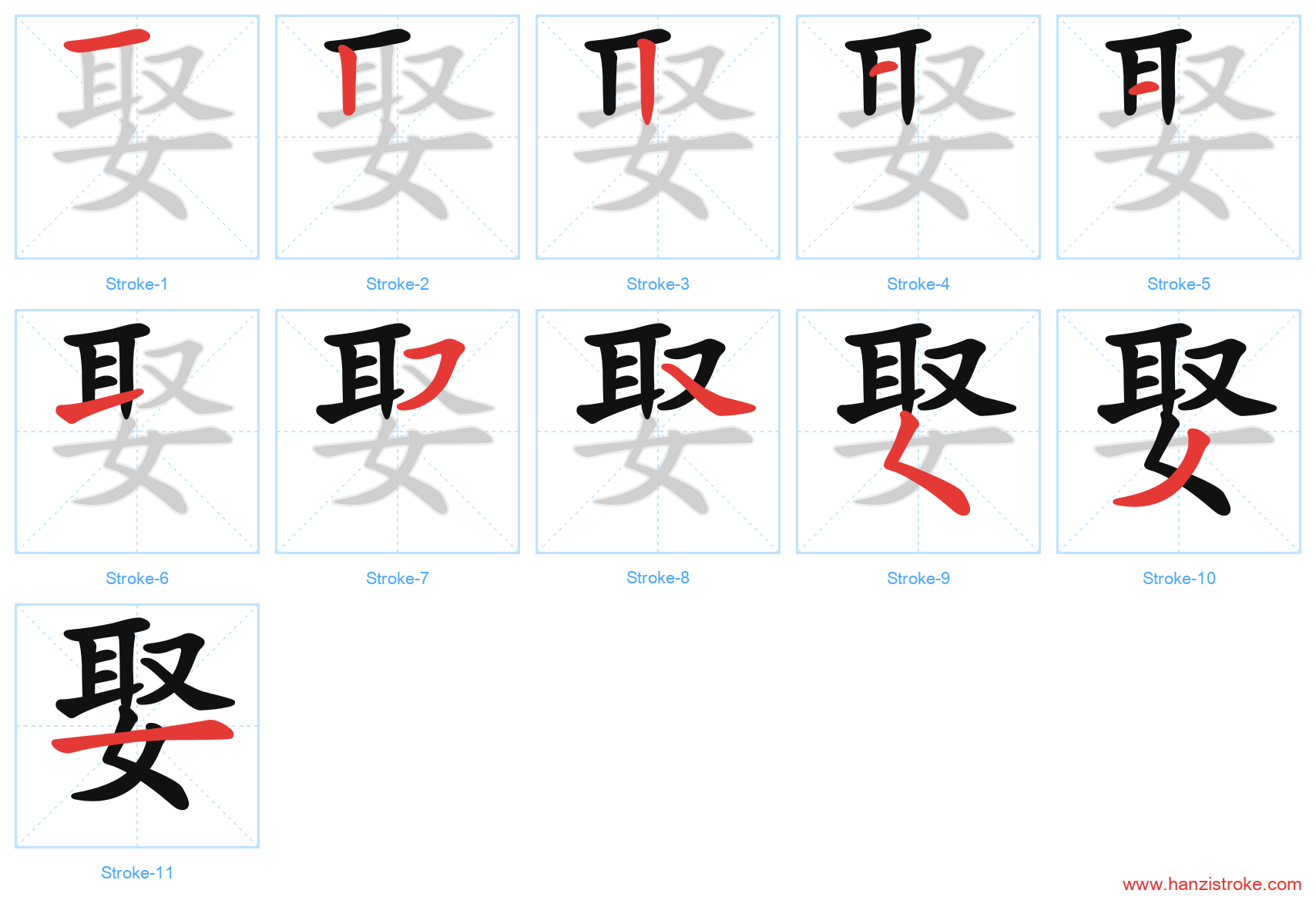 娶 stroke order diagram