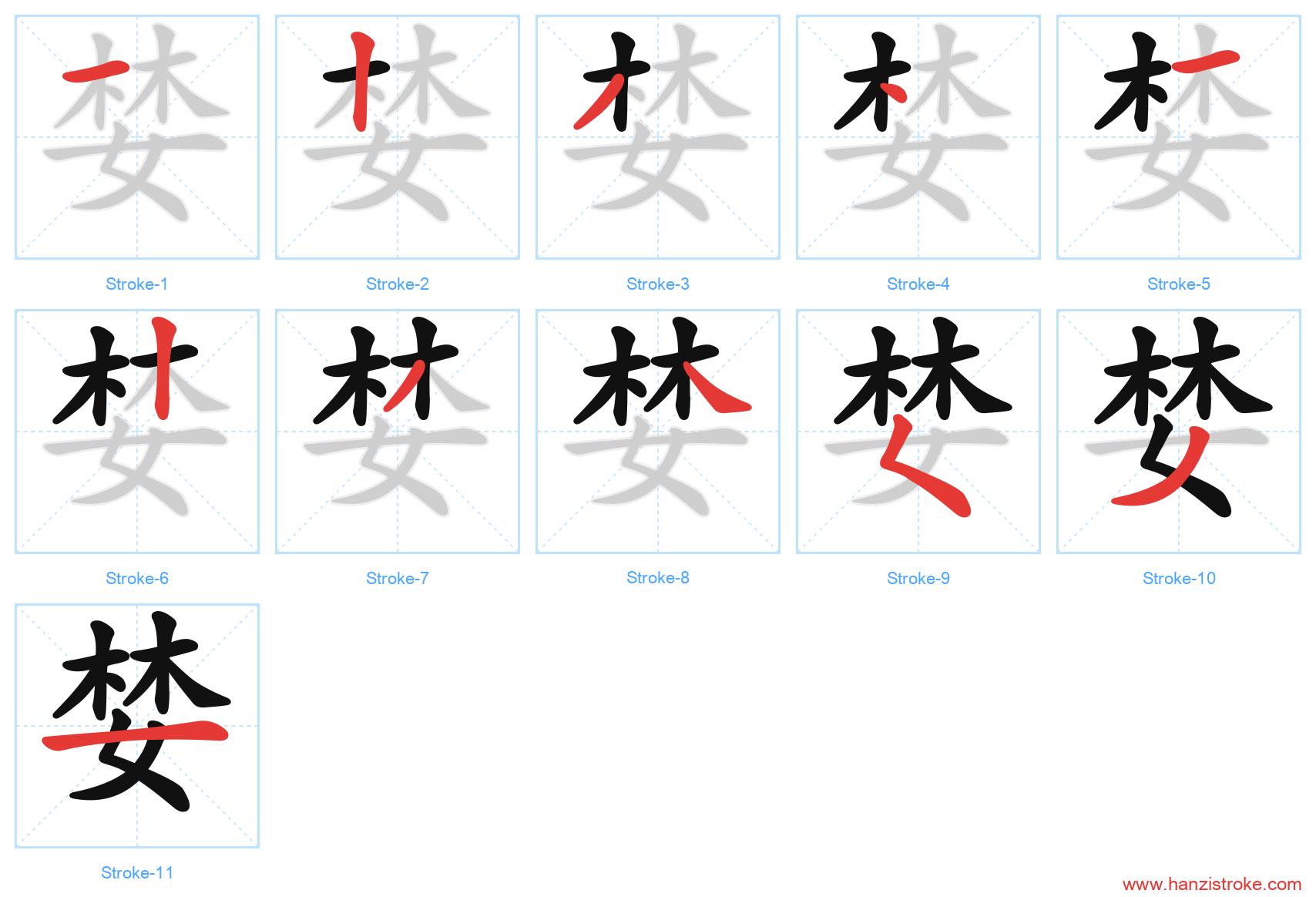 婪 stroke order diagram