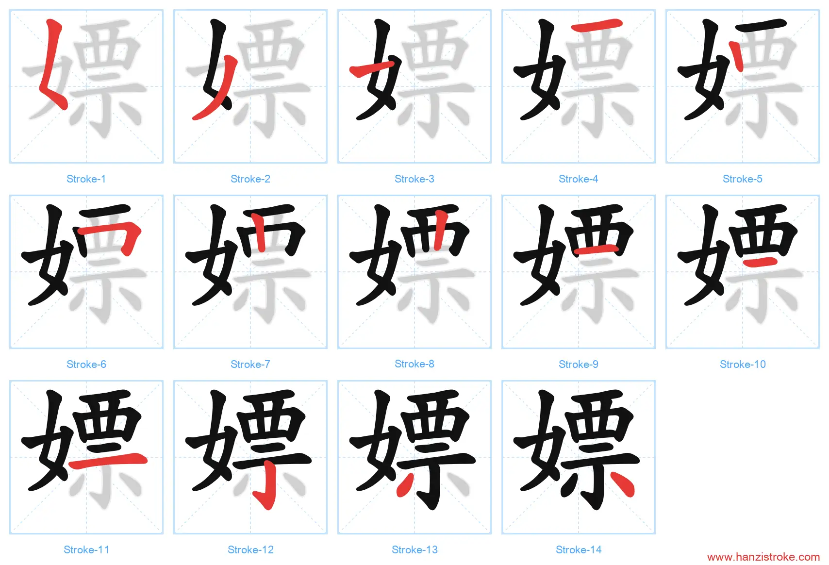 嫖 stroke order diagram