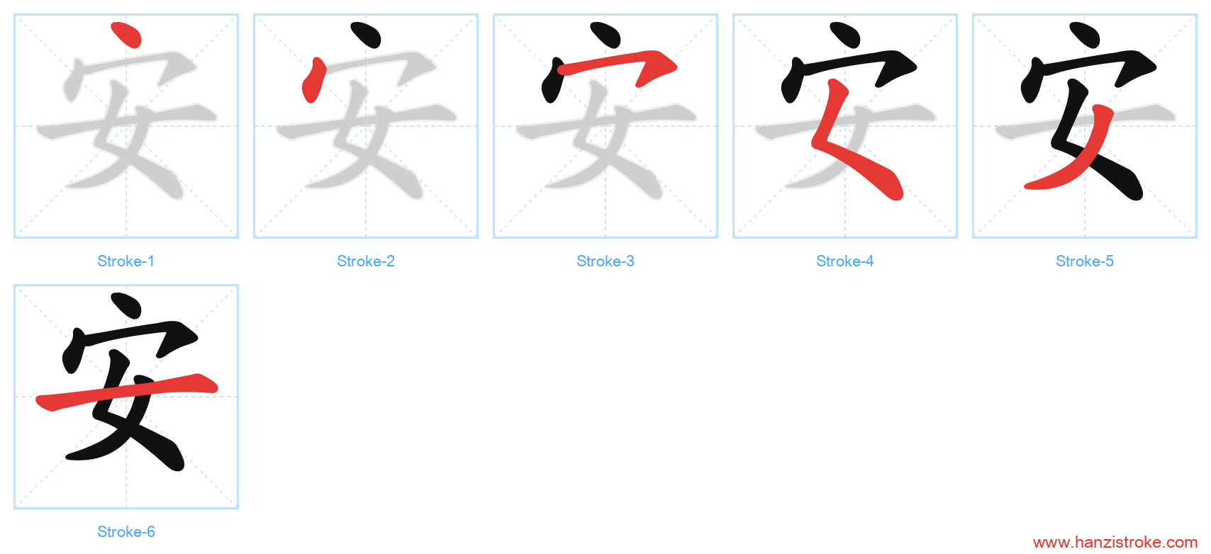 安 stroke order diagram