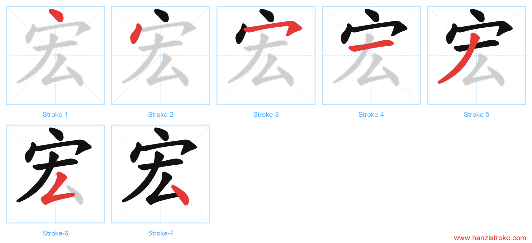 宏 stroke order diagram