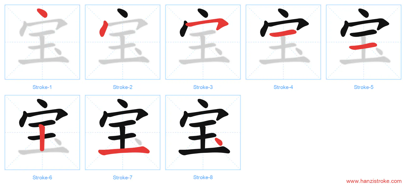 宝 stroke order diagram