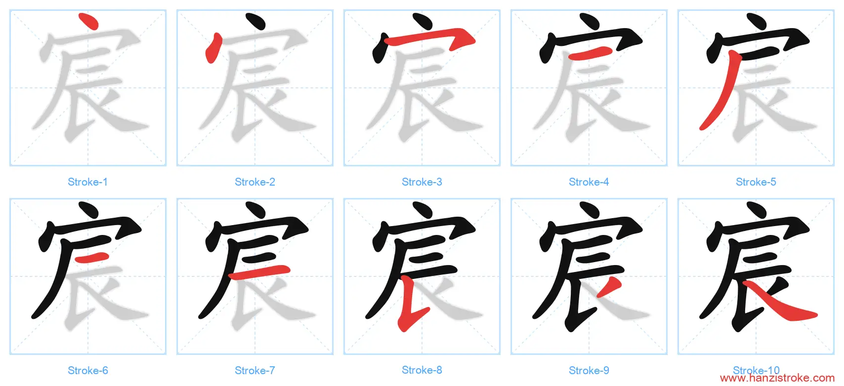 宸 stroke order diagram
