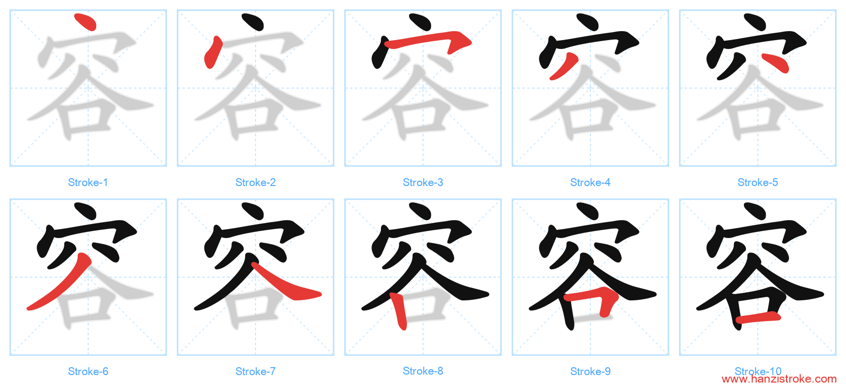 容 stroke order diagram