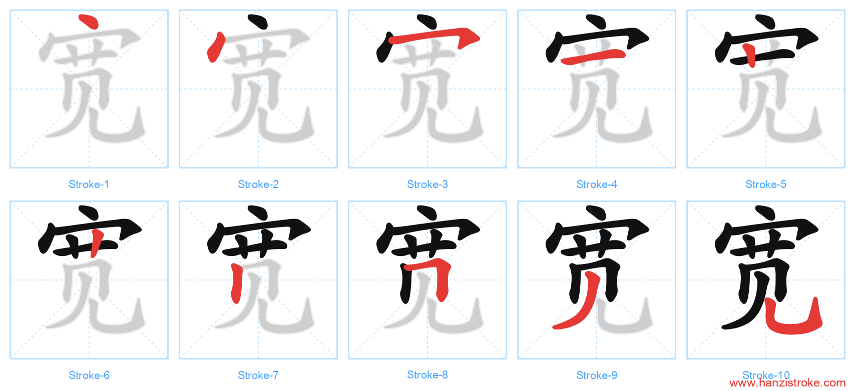 宽 stroke order diagram