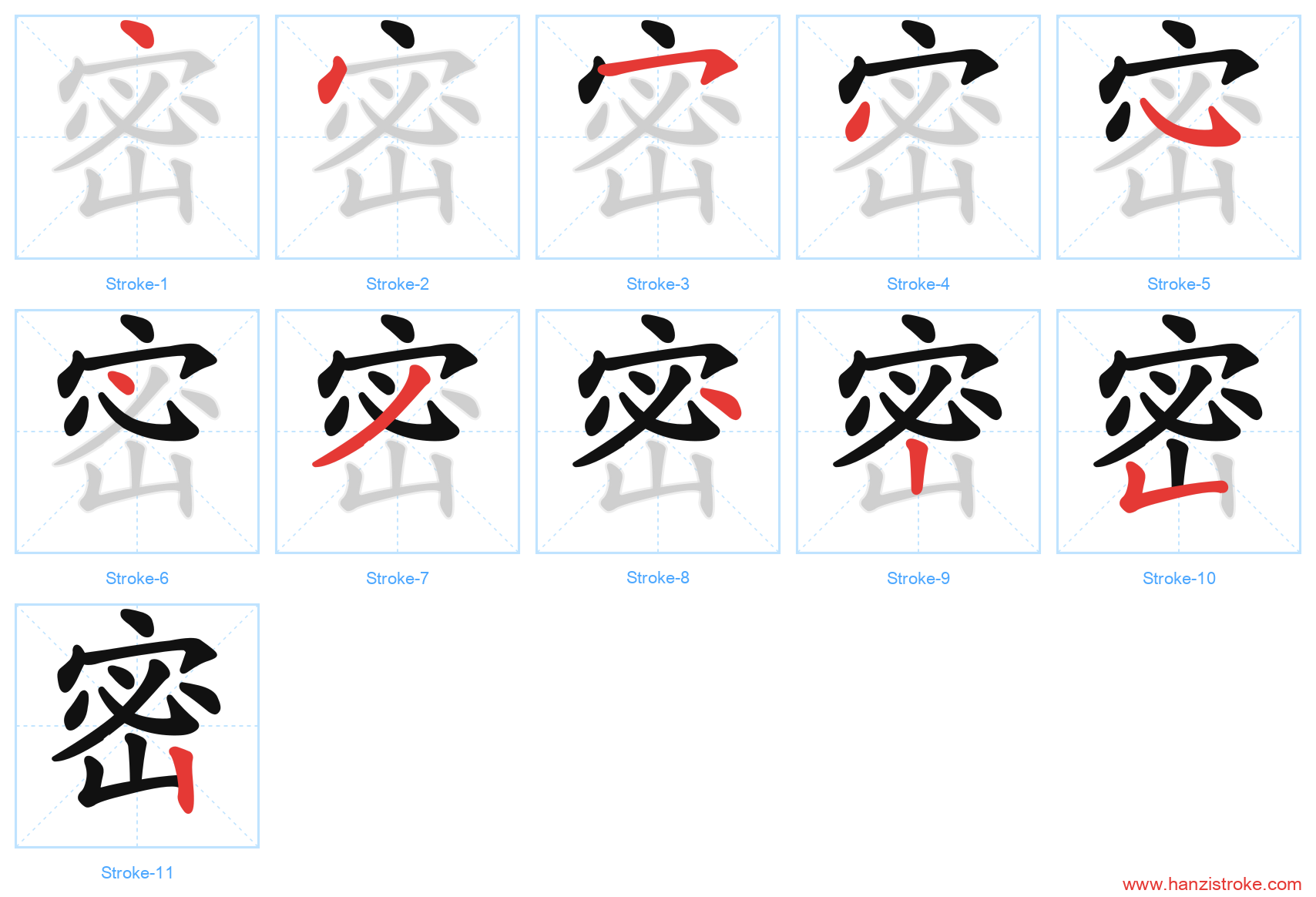 密 stroke order diagram