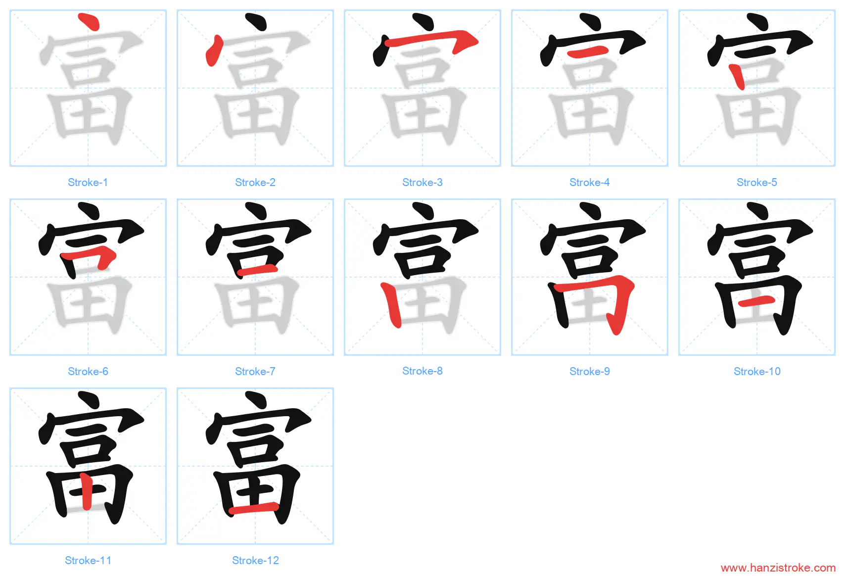 富 stroke order diagram