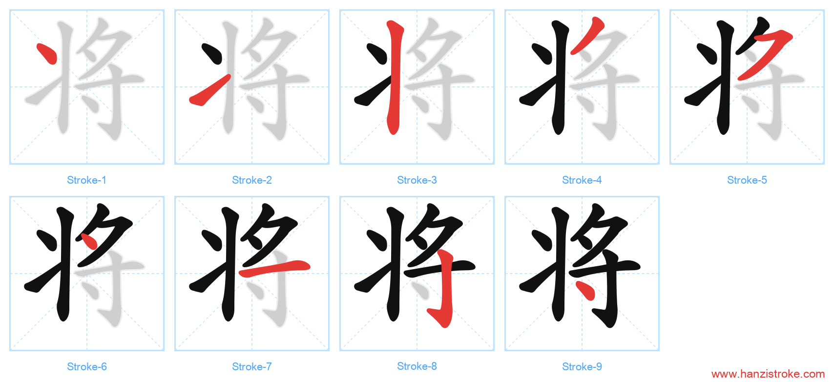 将 stroke order diagram
