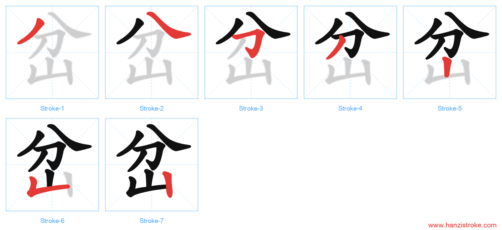 岔 stroke order diagram