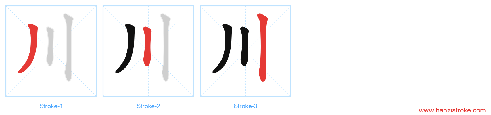 川 stroke order diagram